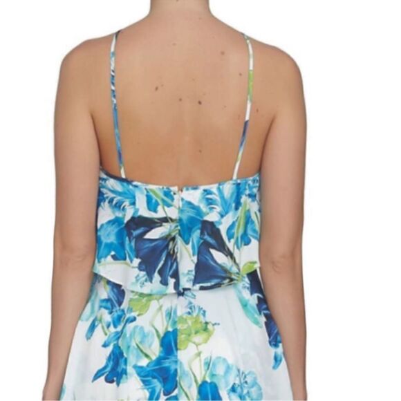 NWT CeCe Floral Ruffle Tier Halter Playa Del Sol Dress 0 - Picture 4 of 6